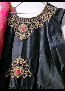 Long Gown Dress With Banarasi Dupatta