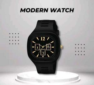 Sleek Black Watch With Gift Box Packaging