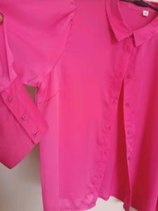 Pink Satin Oversized Shirt