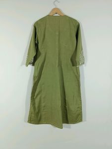 Olive Green Embroidered Kurta (Women)
