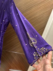 Purple Silk Embroidered Kurta Set
