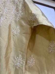 Golden Silk Kind Of Chikankari Lucknowi Kurta