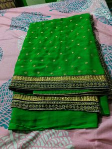 Green Navyblue Beautiful Geogergette Saree