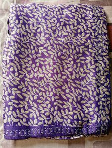 Purple Leaf Print Fabric