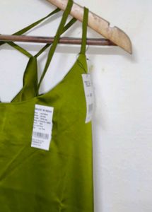 Trendy New Green Slip Dress