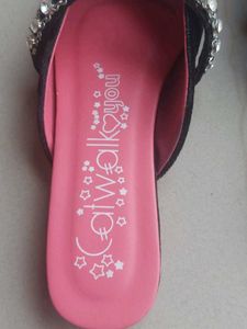 Catwalk Black Velvet Embellished Mules Flats