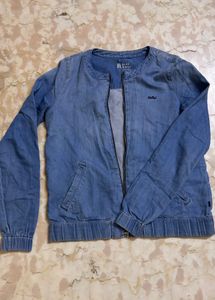 Rust Jumpsuit With Denim Jacket