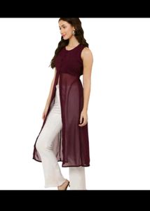 Wine Colored Front Slit Kurti