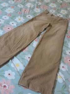 Branded Brown Cotton  Flared Leg Denim For Girls