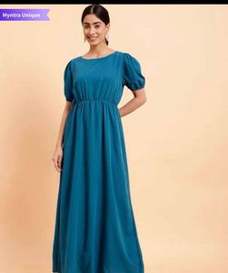 Teal Puff Sleeve Maxi Dress(pls Do Send Ur Offer)