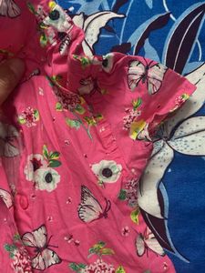 Pink Butterfly Print Dress
