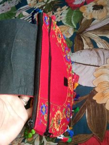 Red Embroidered Boho Bag