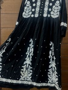 Elegant Embroidered Black Kurta