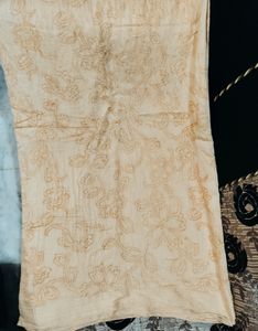 Cream Saree With Orange Prints