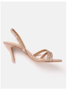 House of Pataudi Embellished Rose Gold heels
