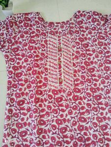 Red Printed Cotton Suit Set