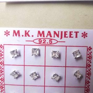 925 Pure Silver Dimond Nose&amp;Ear Earings 1 pair