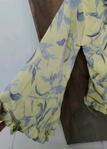 Yellow Colour Flower Print Top
