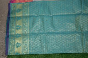 Beautiful Teal &amp; Pink Brocade Saree
