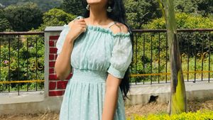 Green Dots Dress.!
