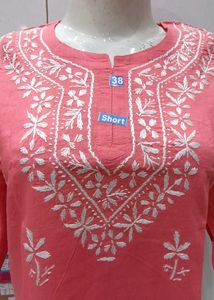 Lakhnavi Hand Embroidery Short Kurti