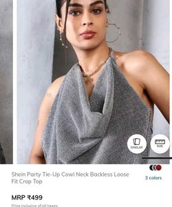 Shein Silver Cowl Neck Crop Top