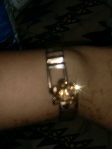 Silver &amp; Rose Gold Tone Bangle Bracelet