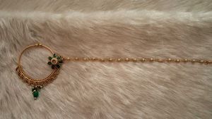 Elegant Gold &amp; Green Stone Nose Ring