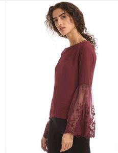 Elle Studio Boat Neck Top With Bell Sleeves
