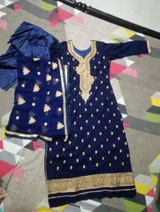 Blue Embroidered Kurta Set