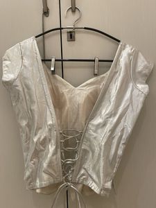 Boutique stitched silver corset blouse