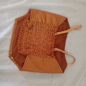 Brown Faux Leather top