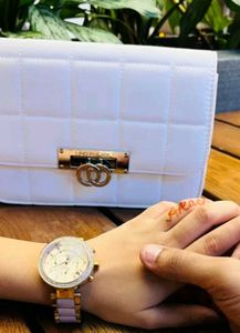 White Lino Perros Purse Clutch Bag Slingbag