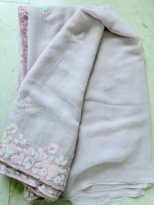 Light Pink Embroidered Saree