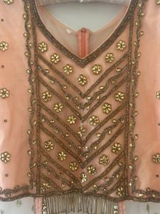 Amazing Peach Party Wear Shrug/kurti With Back Zip