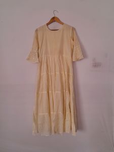 Lemon Yellow Embroidered Ethnic Gown/Kurta