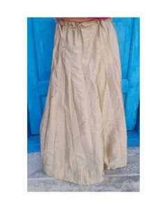 “Golden-Brown Long Skirt with Side Chain