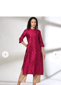 Magenta/Burgundy Silk Kurta With Golden Zari Print