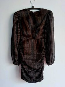 Striped Ruched Mini Dress Black Shimmer NA-KD