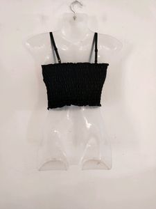 Black Casual Paded Crop Top (Women)