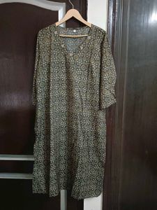 Brand New Olive Green Patterned Kurta