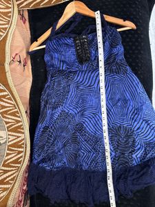 Blue Halter Mini Dress