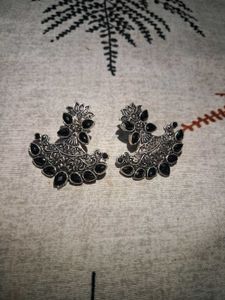 Statement Silver &amp; Black Earrings