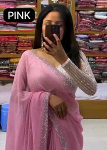 Elegant Red Sequin Saree