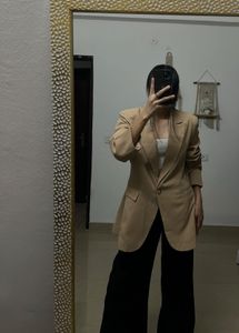 Beige Double Breasted OVERSIZED Fit Blazer