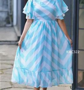 Blue &amp; White Chevron Maxi Dress