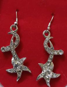 Silver Starburst Dangle Earrings