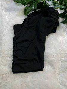 Black Puff Sleeve Crop Top