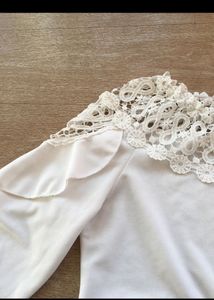 Women Laced Design Full Sleeved Top In White
