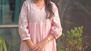 Pink Embroidered Babydoll Dress